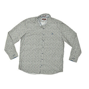 MCS Men's Gray Floral Long Sleeve Button Down Shirt Size 3XL Custom Fit Cotton